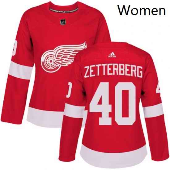 Womens Adidas Detroit Red Wings 40 Henrik Zetterberg Authentic Red Home NHL Jersey